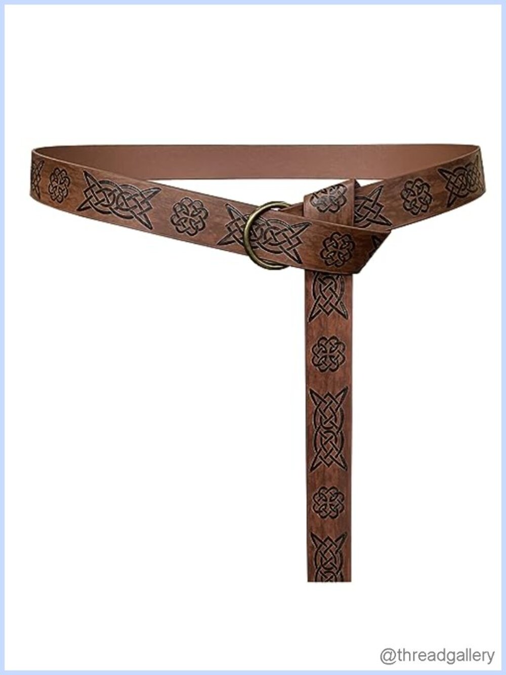 Medieval Embossed PU Leather O-Ring Belt Renaissance Knight Retro LARP